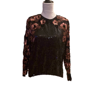 2/$18 boutique full sequin evening or party floral pattern top